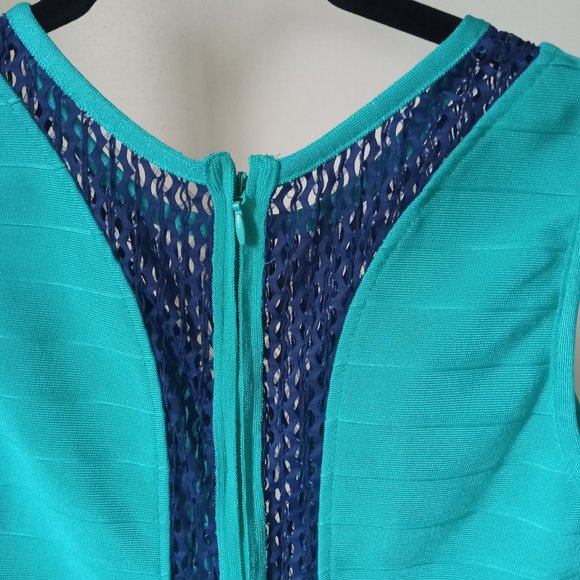 Aqua & Navy body con dress - Picture 5 of 11